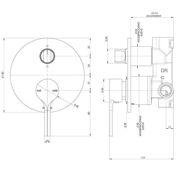 Phoenix Vivid Slimline Oval Switchmix Shower/Bath Diverter Mixer Fit Off Kit Chrome