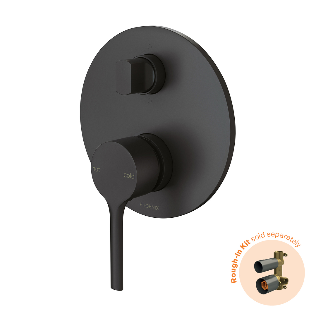 Phoenix Vivid Slimline Oval Switchmix Shower/Bath Diverter Mixer Fit-Off Kit - Matte Black