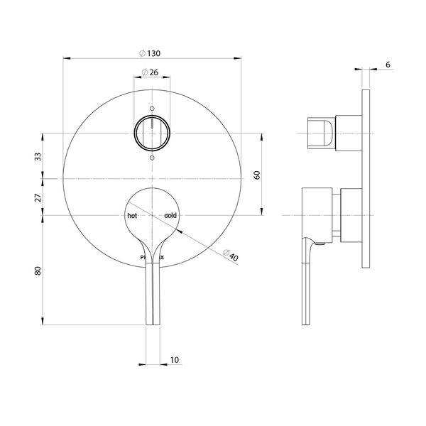 Phoenix Vivid Slimline Oval Switchmix Shower/Bath Diverter Mixer Fit-Off Kit