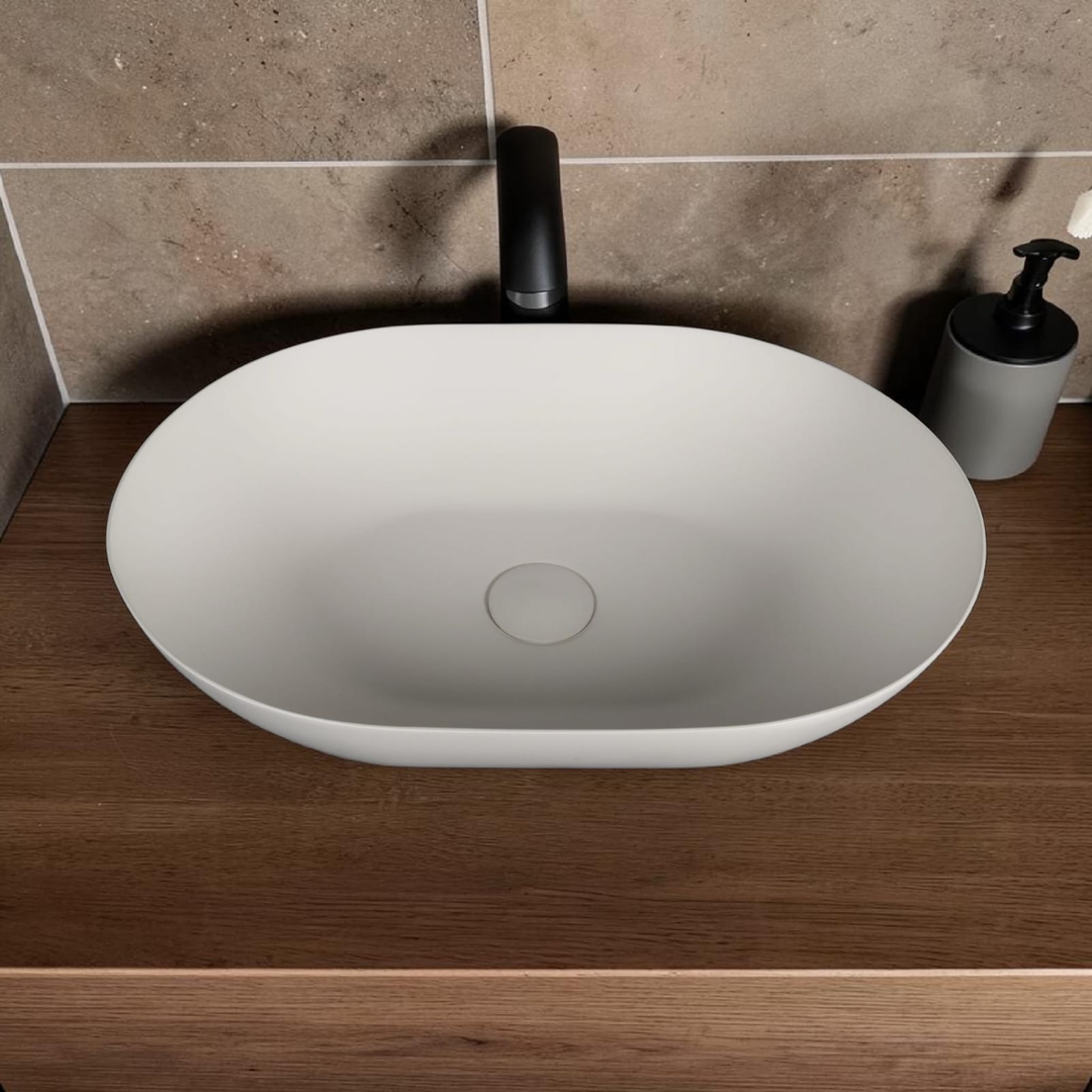 Kaskade Pure Oval Above Counter Basin 500Mm Matte White