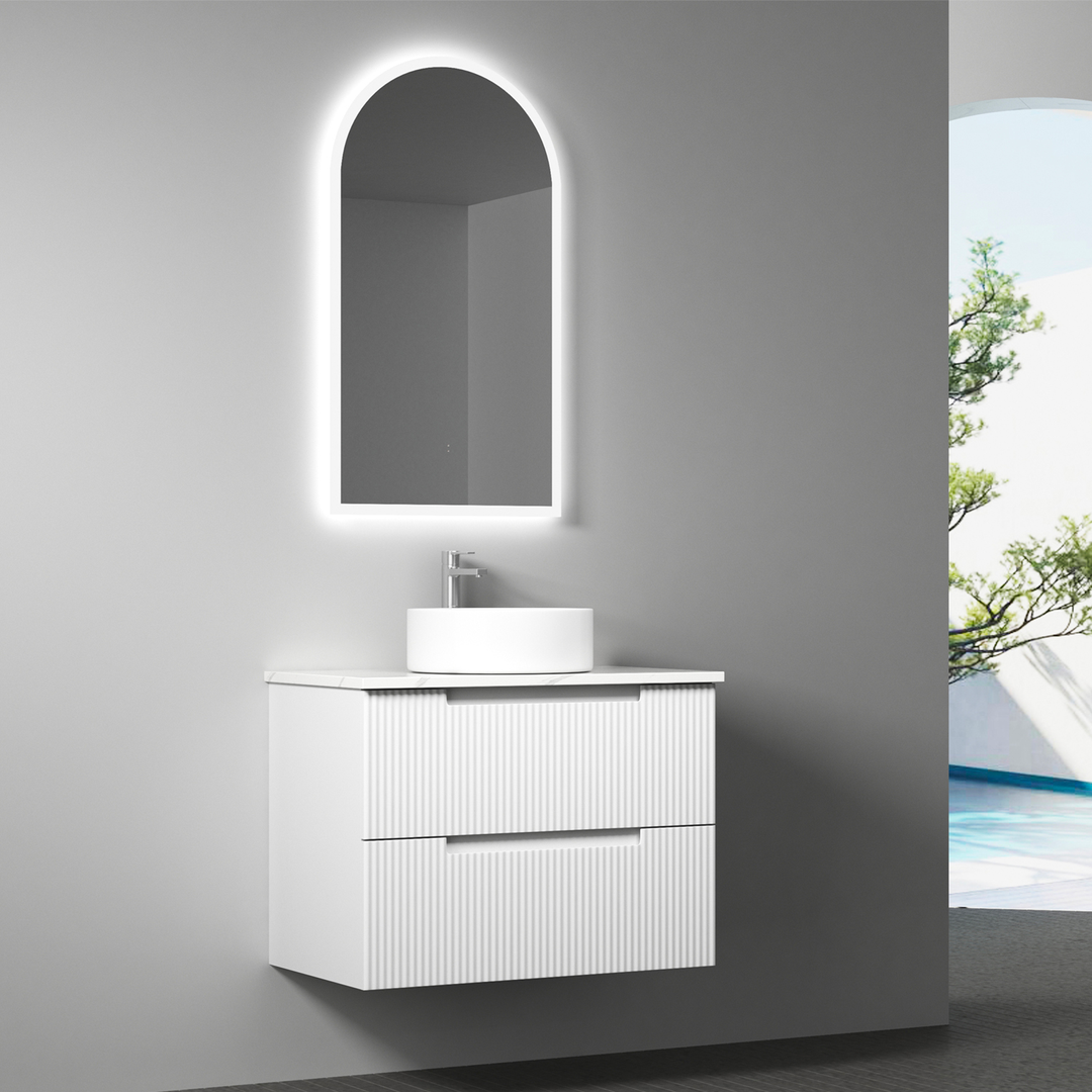 Aulic Verona Mark Ii Wall Hung 750 Cabinet With Alpine White Stone Top With U/M Basin