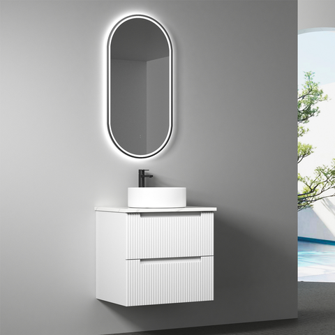 Aulic Verona Mark Ii Wall Hung 600 Cabinet With Pure White Stone Top With U/M Basin