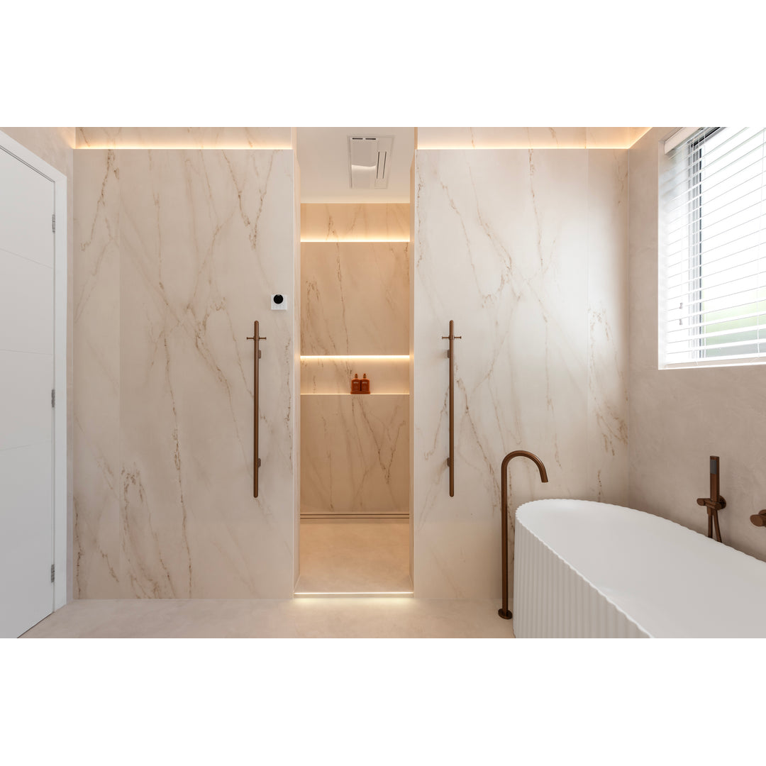 Meir Heated Vertical Towel Rail Lustre Bronze