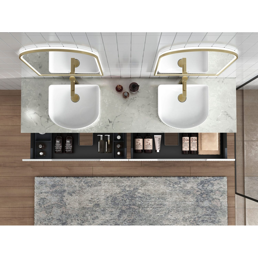 Aulic Cyrus Gloss White Arch Above Counter Basin With V Groove Surface 415X365X120Mm