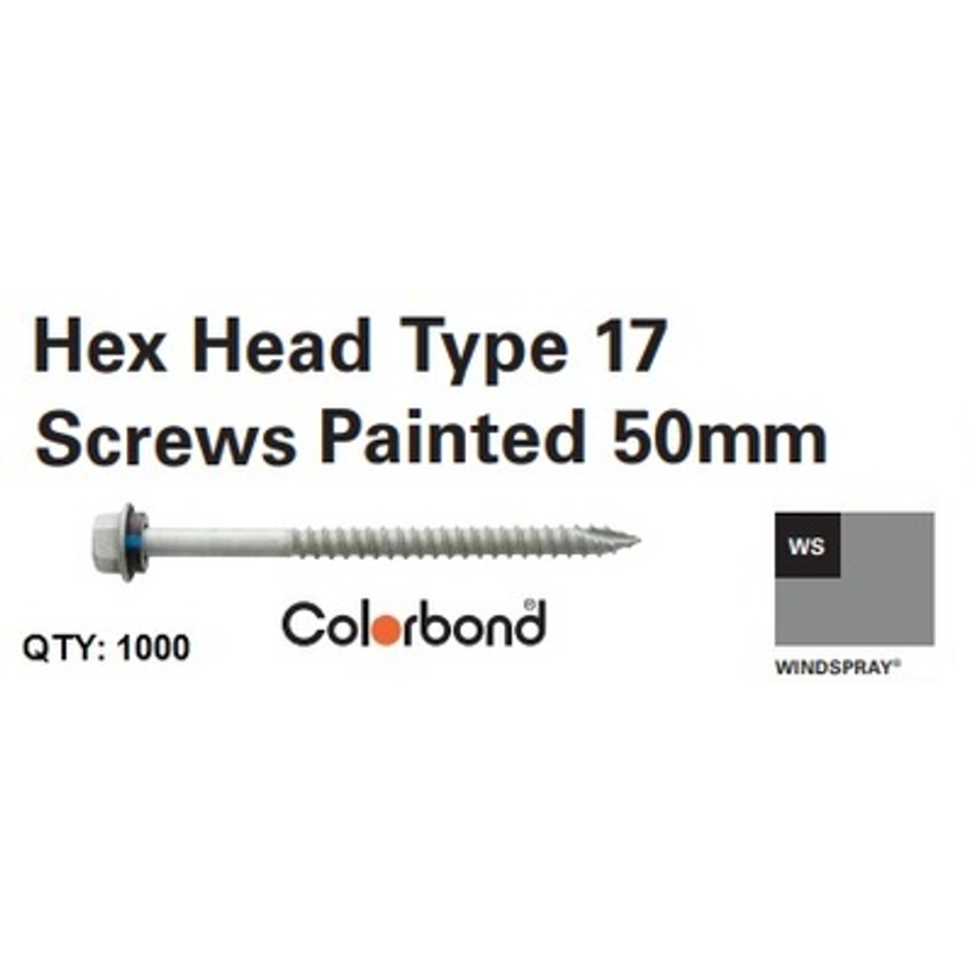 Hex Head Wood #17 Roofing Screw 12#X50 (1000)  Windspray (Ag)