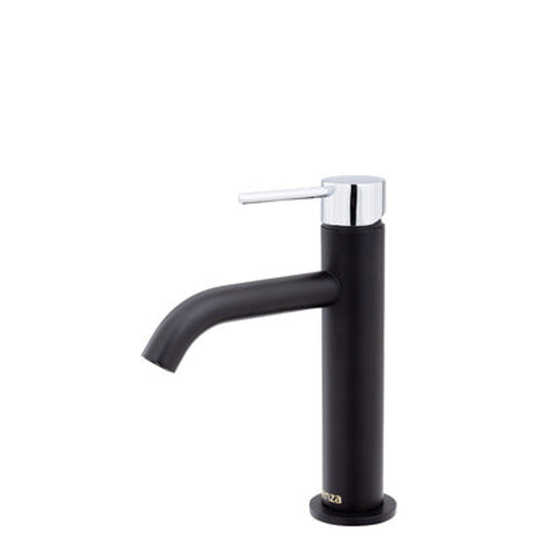 Fienza Kaya Basin Mixer Matte Black With Chrome Handle