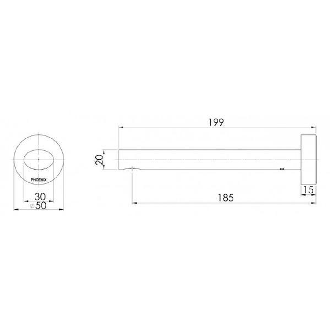 Phoenix Vivid Slimline Oval Wall Basin Outlet 180mm Brushed Nickel Vv774-40