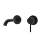 Fienza Kaya Basin/Bath Wall Mixer 160mm Outlet Set Matte Black Round Matte Black Plates