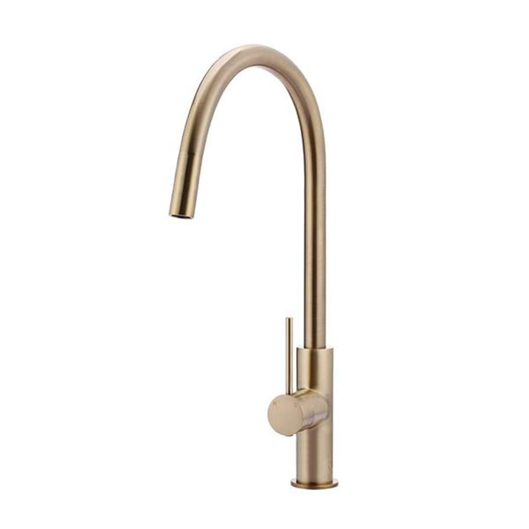 Meir Round Piccola Pull Out Kitchen Mixer Tap Champagne