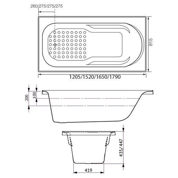 Modena Contour 12 Jetss White 1650mm