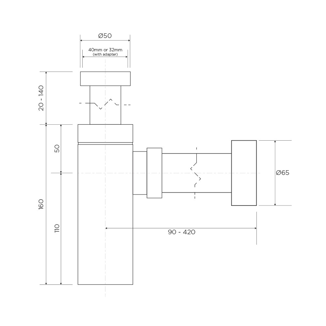 Streamline Arcisan 40Mm Cylindrical Bottle Trap Brushed Nickel Ar07600.Sn