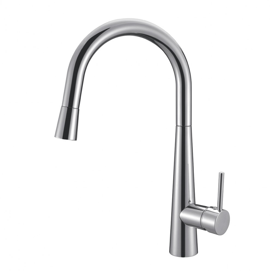 Streamline Axus Pin Arch Spout Pull Down Conical Sink Mixer Brushed Nickel