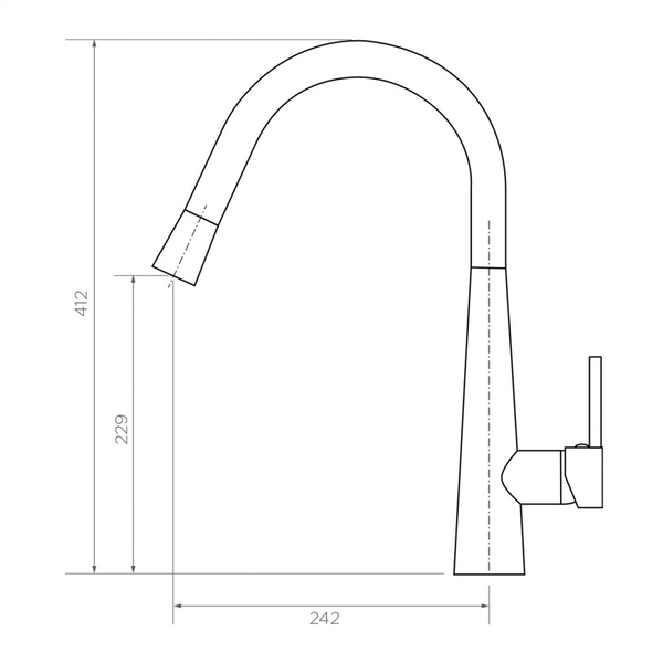 Streamline Axus Pin Arch Spout Pull Down Conical Sink Mixer Brushed Nickel