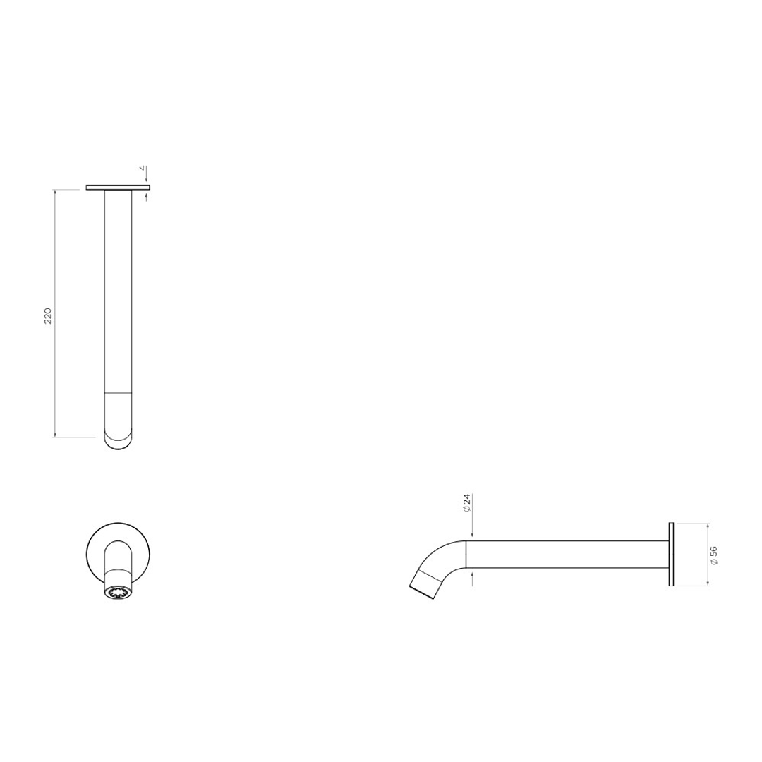 Axus Round 220Mm Wall Mounted Spout Chrome