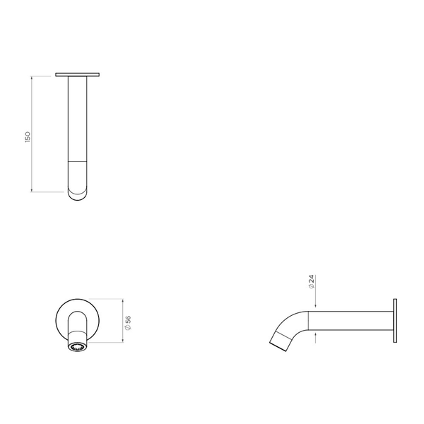 Axus Round 150Mm Wall Mounted Spout Satin Nickel Pvd