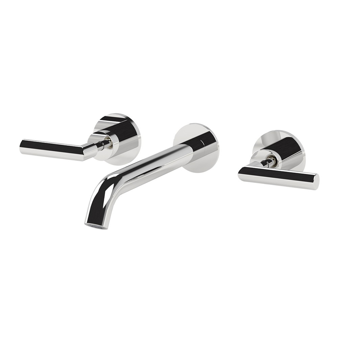 Streamline Axus Lever Wall Mounted 220Mm Spout Basin Set Brushed Nickel Pvd