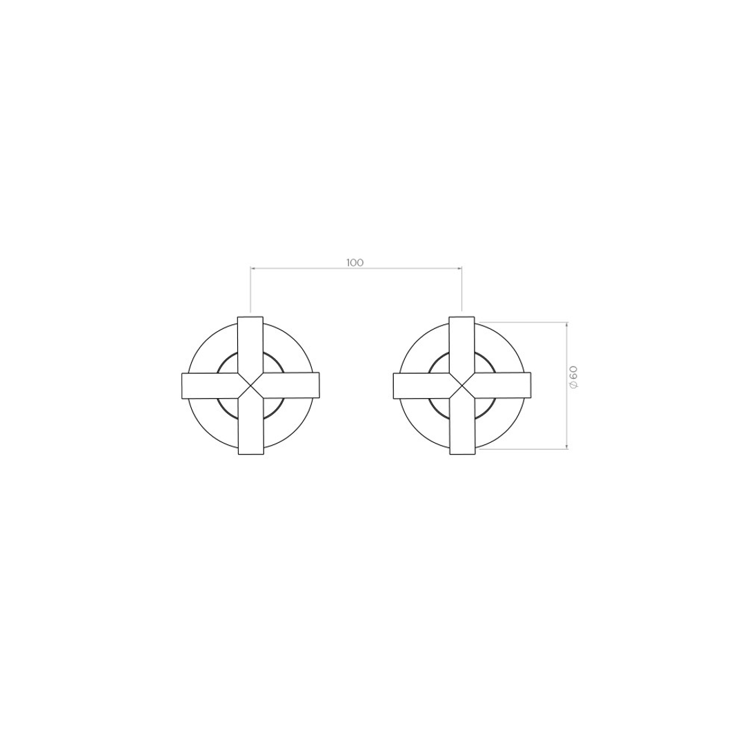 Streamline Axus Cross Wall Taps Set_Brushed Gun Metal Pvd