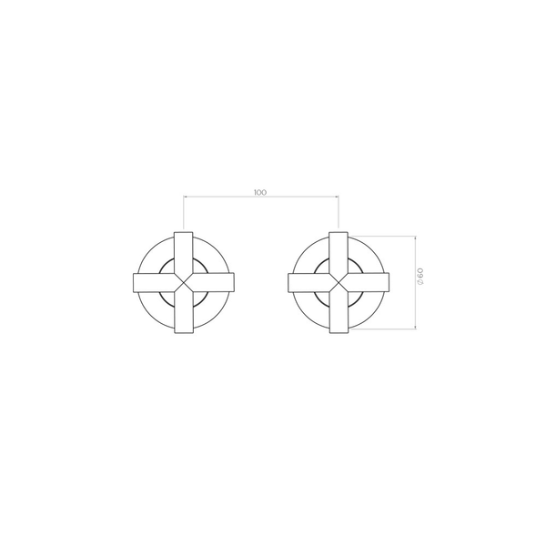 Streamline Axus Cross Wall Taps Set_Brushed Gun Metal Pvd