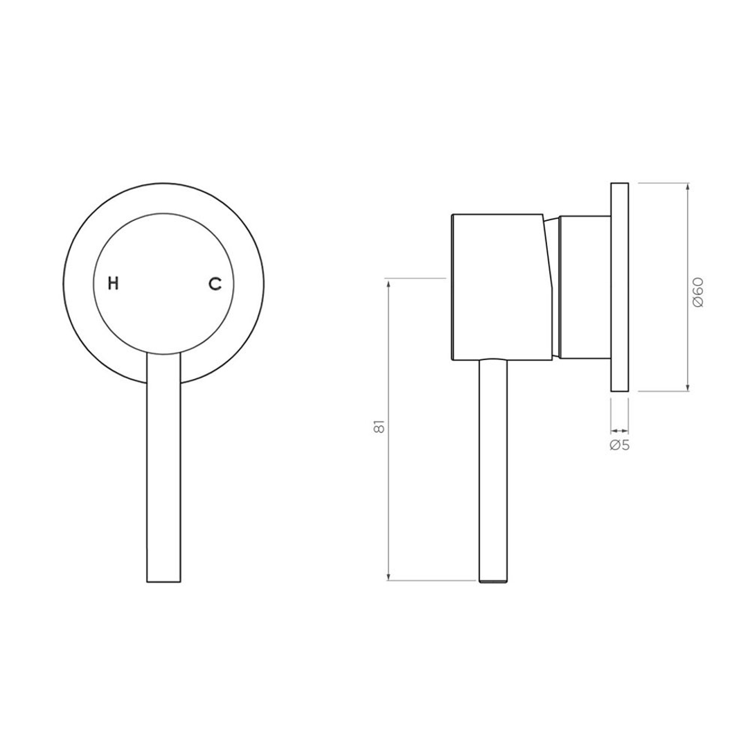 Streamline Axus Pin Shower Or Bath Mixer 60Mm Cover Plate Brushed Brass*External