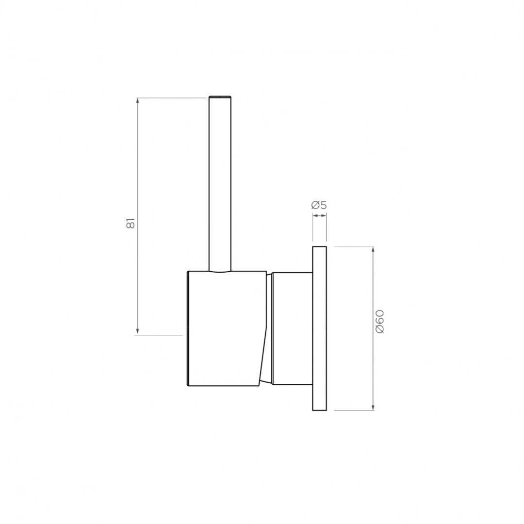 Streamline Axus Pin Lever Bath/Shower Mixer Lever Up 60Mm C/Plate Brushed Iron *External