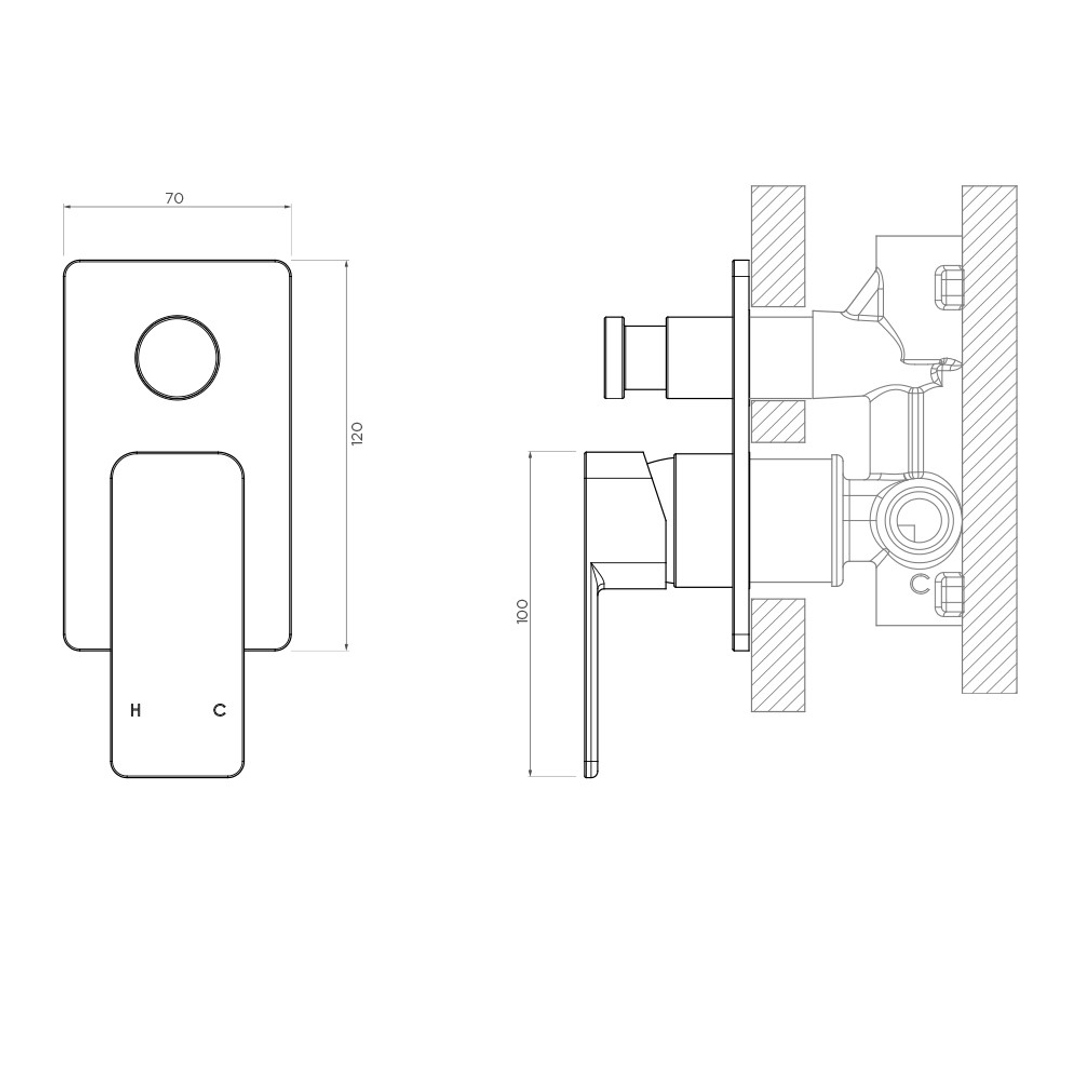 Streamline Eneo Shower Bath Mixer With Diverter Ext Part Matte Black