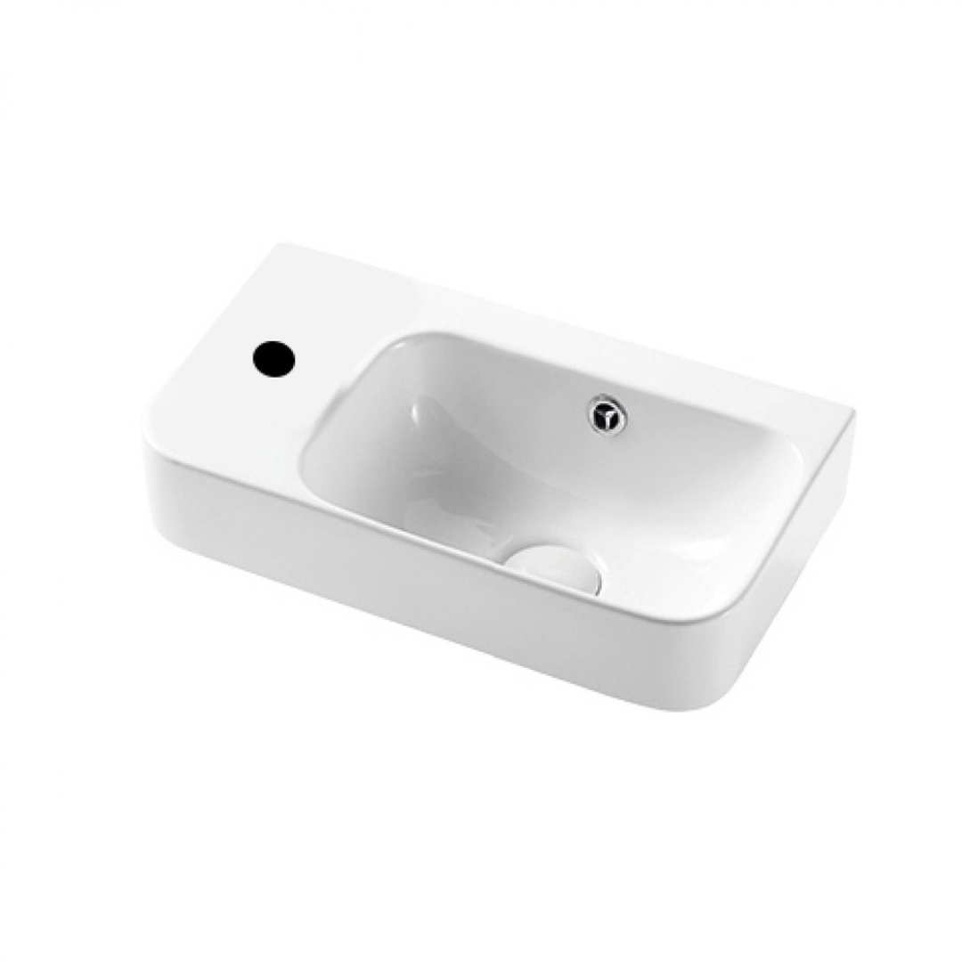 Streamline Eneo 45X26 Wall Hung Basin W.Overflow Side Shelf Right Bowl_1 Tap Hole