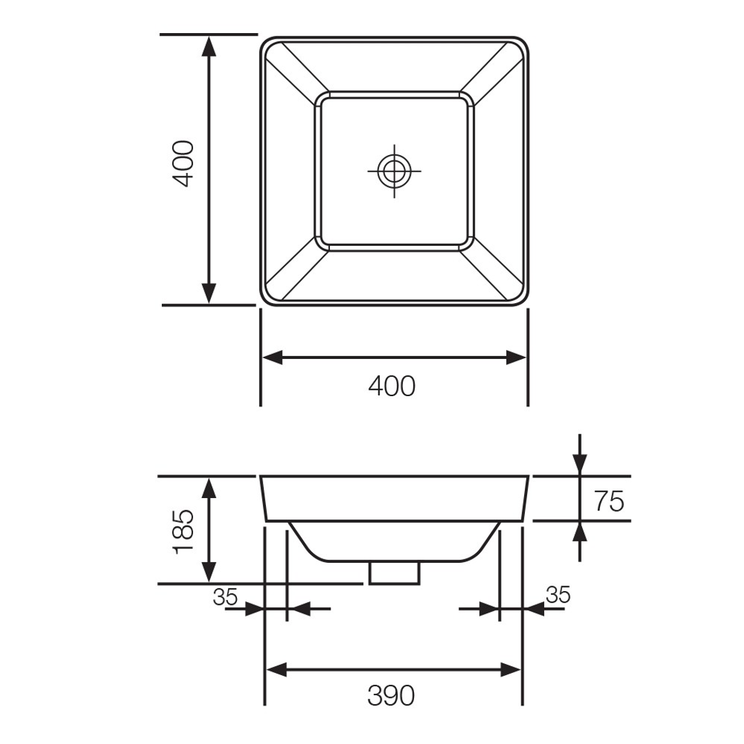 Streamline Eneo Inset Basin 400 X 400  White