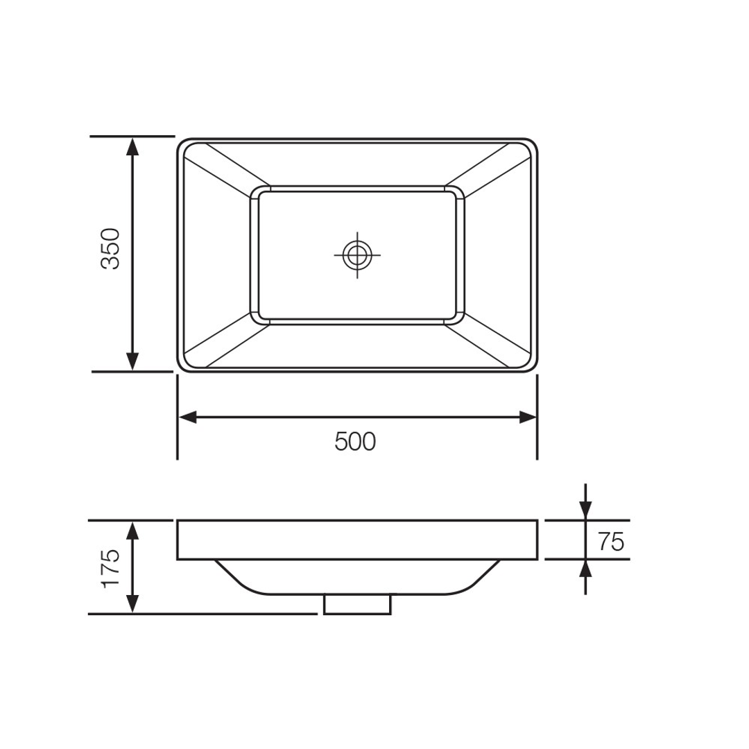 Streamline Eneo Inset Basin 500 X 350 White