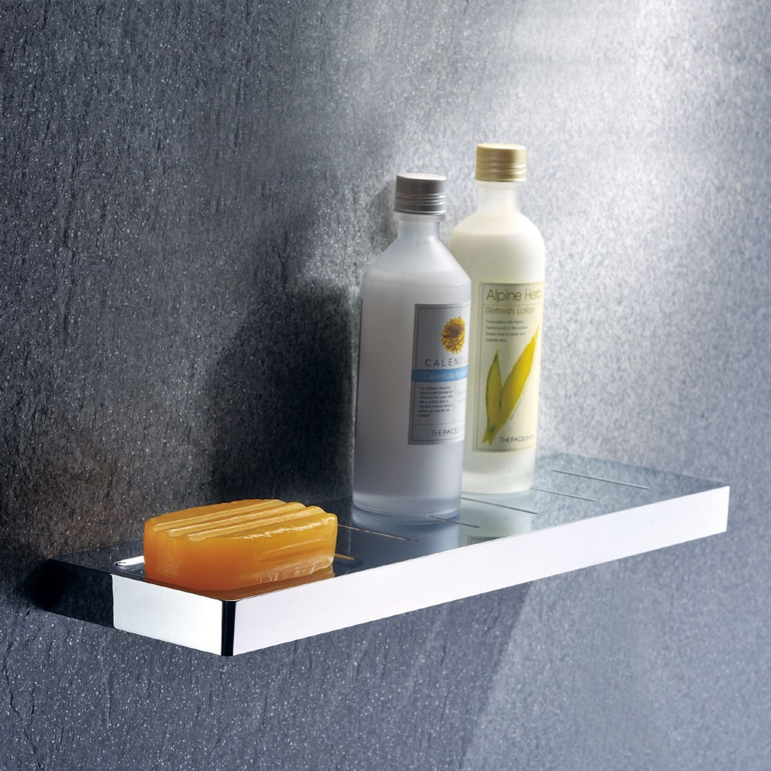 Streamline Eneo Shelf With Intgrtd Soap Dish And Drain Holes 37cm - Brushd Rose Gld PVD