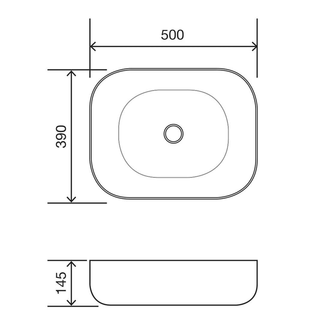 Streamline Arcisan Synergii Above Counter Basin - 500mm X 390mm