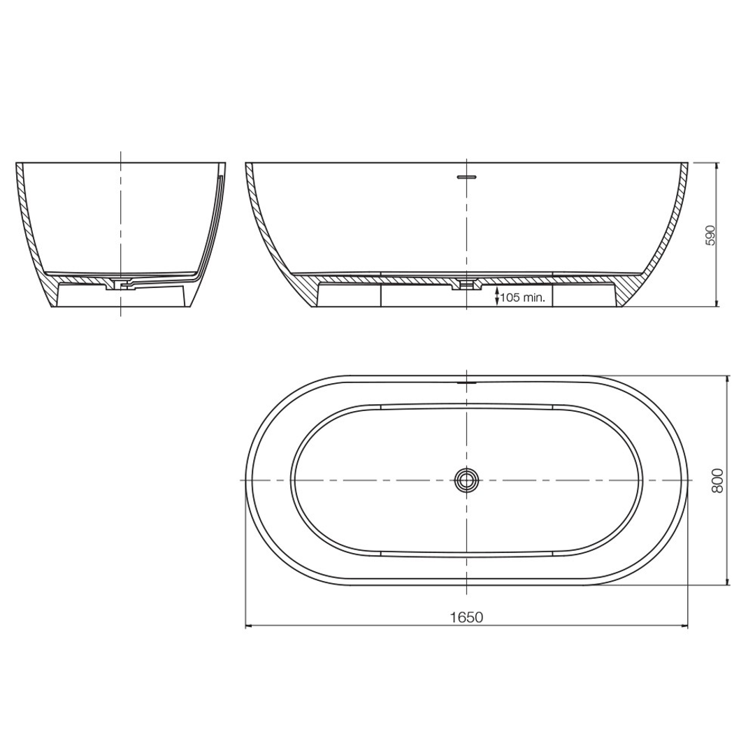 Arcisan Synergii 1650 F/Standing Bath Acrylic Gloss White