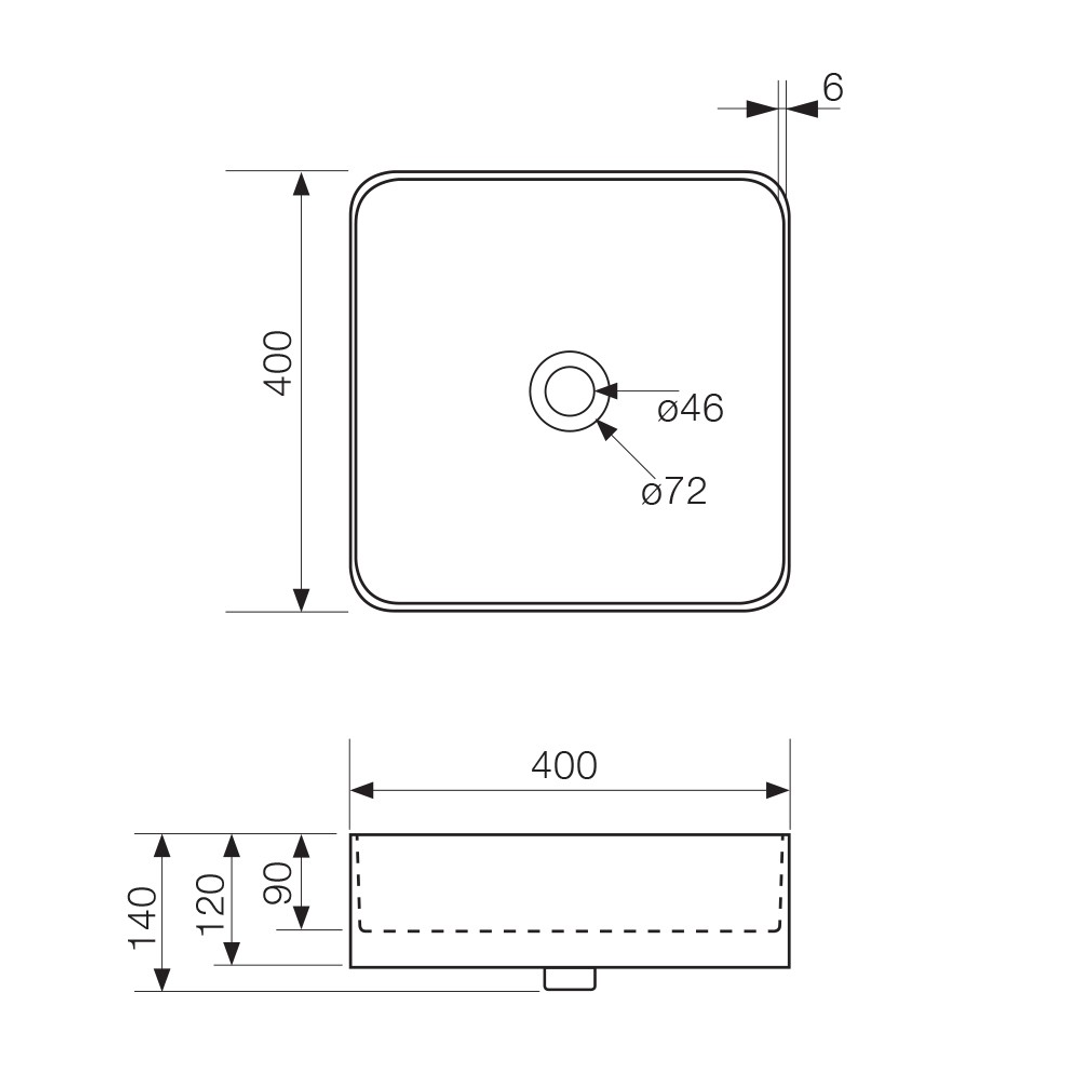 Streamline Arcisan Xoni 400 Thin Square Above Counter Basin - White