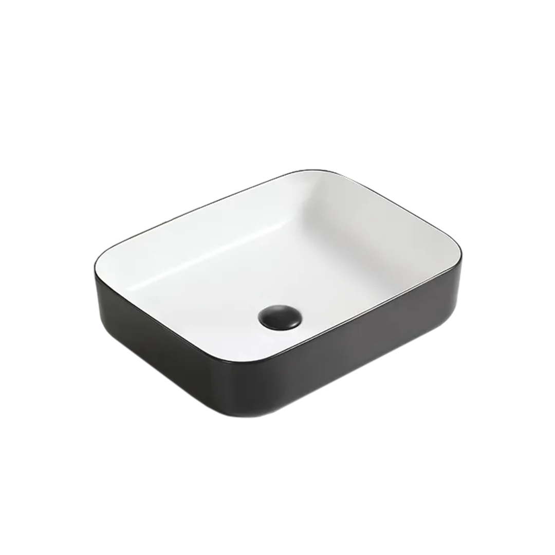 Innova Fine Black & White Rectangle Vessel Basin B-1092Bw