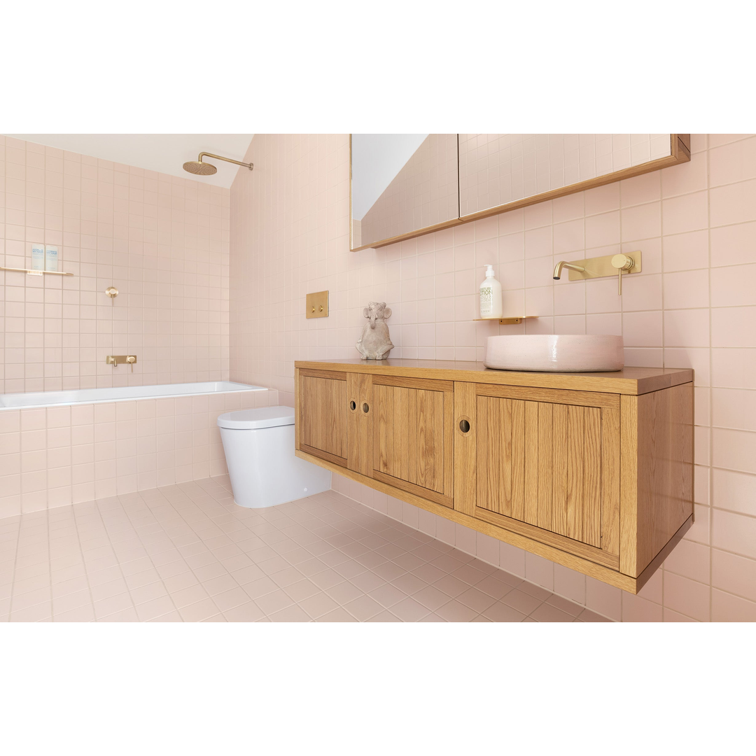 Phoenix Vivid Slimline Wall Basin Mixer Set Curved 180mm Brushed Gold