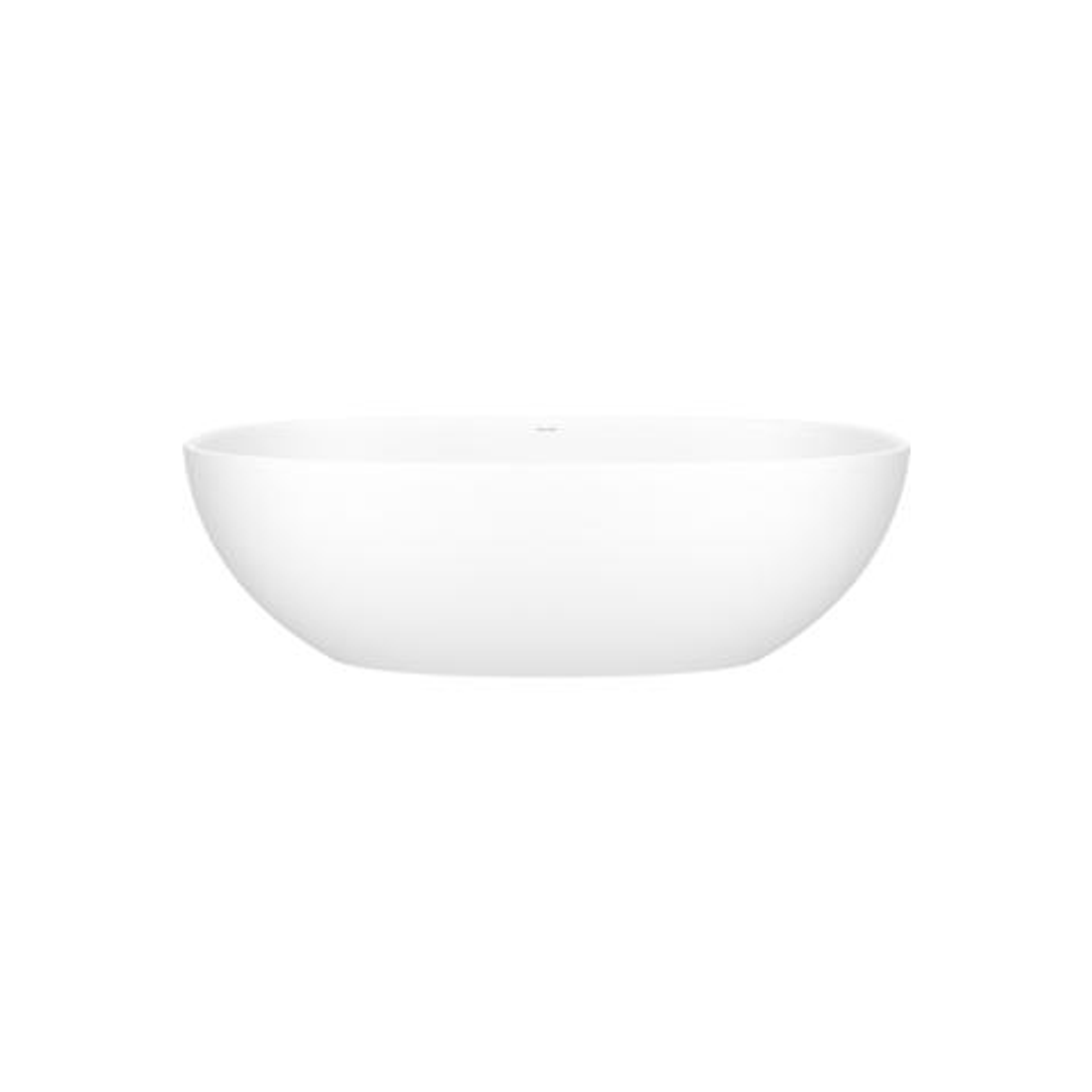 V+A Barcelona 3 Matte Stone Freestanding Bath With Void No Overflow Quarrycast White Matte 1800mm