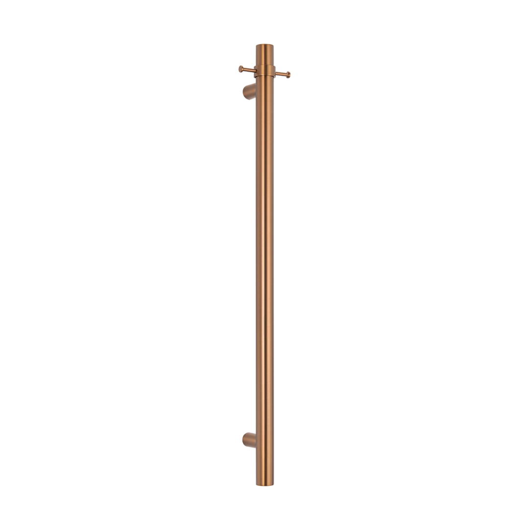 Radiant Vertical Single Heated Towel Bar 40Mm X 950Mm Brushed Bronze