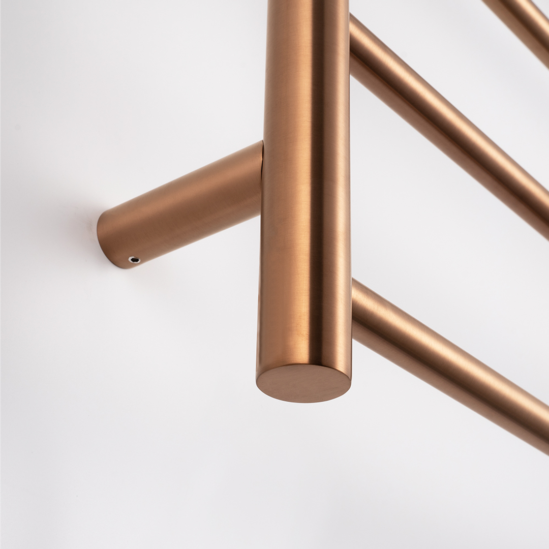 Radiant Brushed Copper 600 X 800Mm Round Heated Towel Rail Left