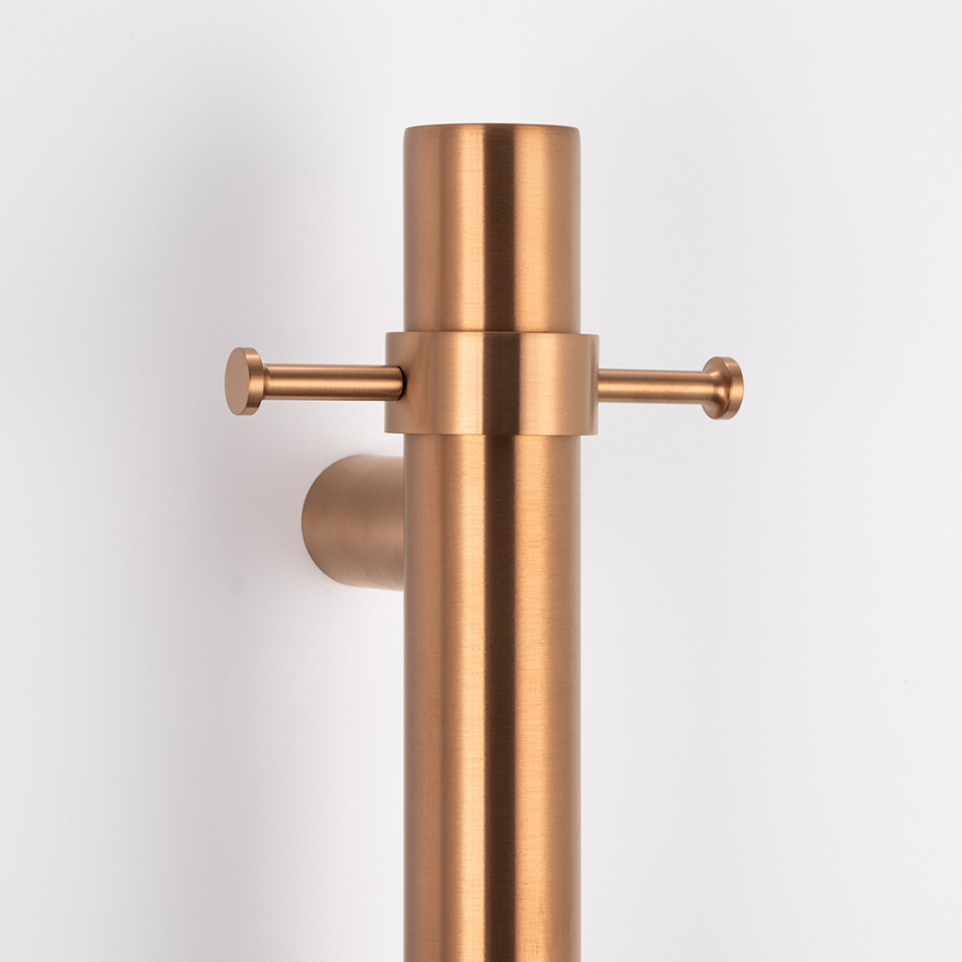 Radiant Brushed Copper Vertical 950Mm Round Non Heated Single Bar Towel Rail