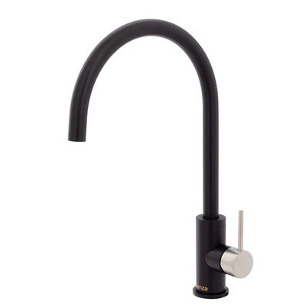 Fienza Kaya Sink Mixer Matte Black With Brushed Nickel Handle