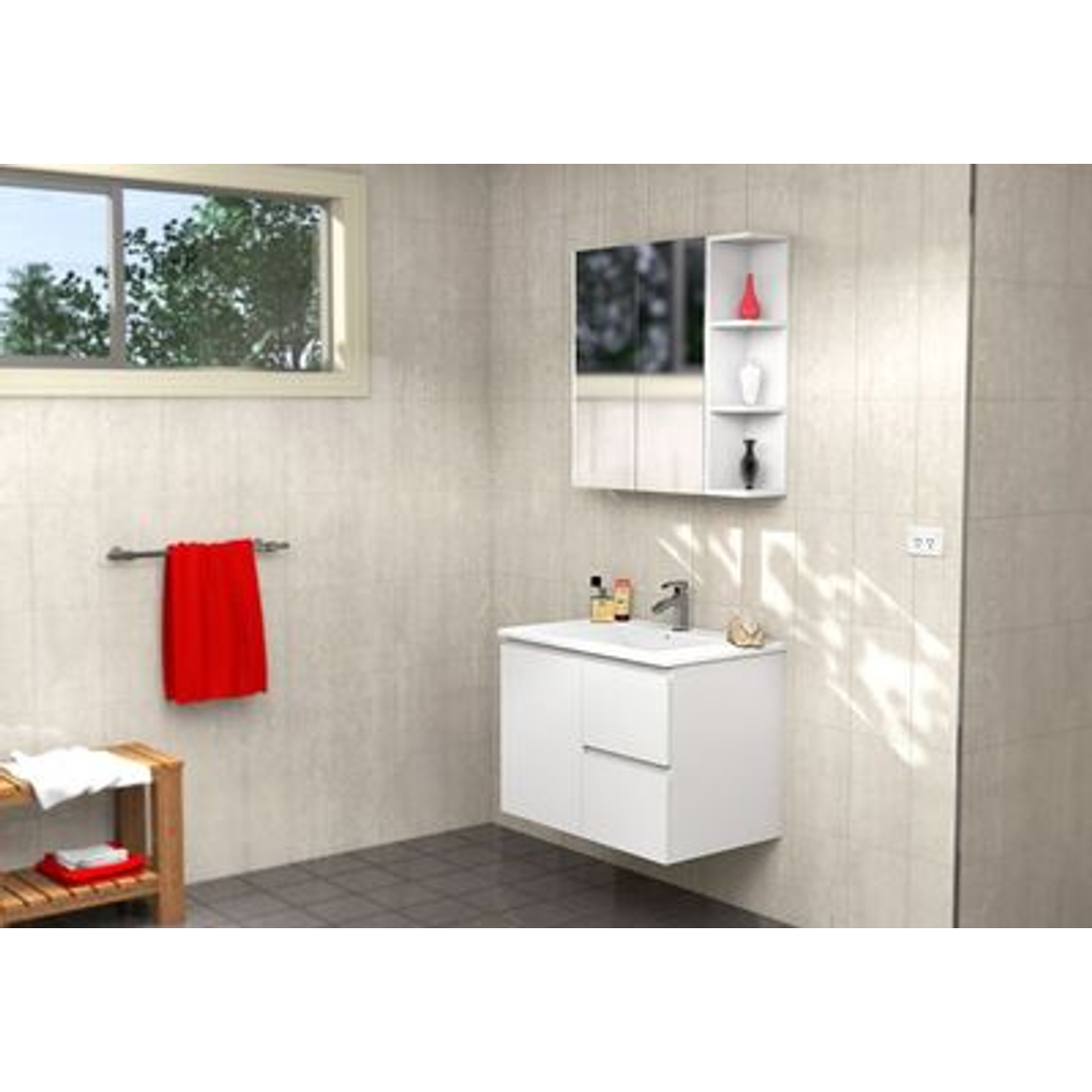 Timberline Carlo Wall Hung Vanity 750mm Regal Top White Gloss