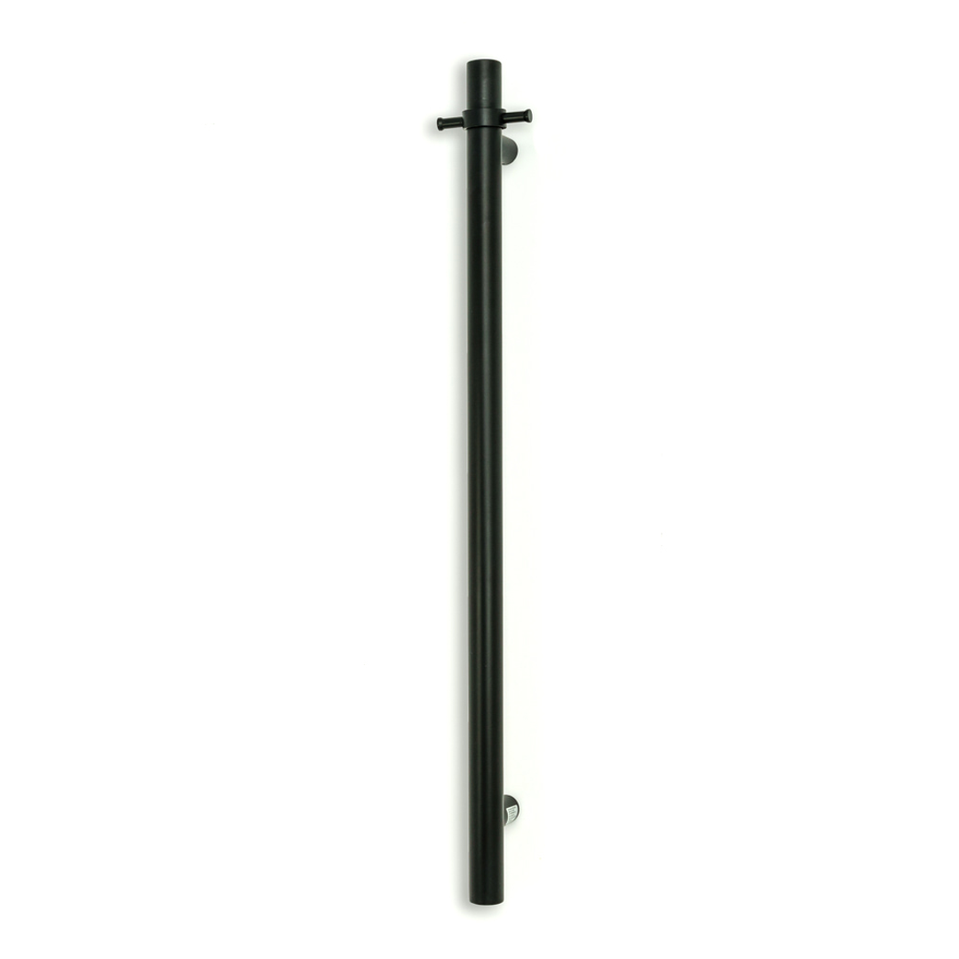 Radiant Matt Black Vertical 950Mm Round Non Heated Single Bar Towel Rail