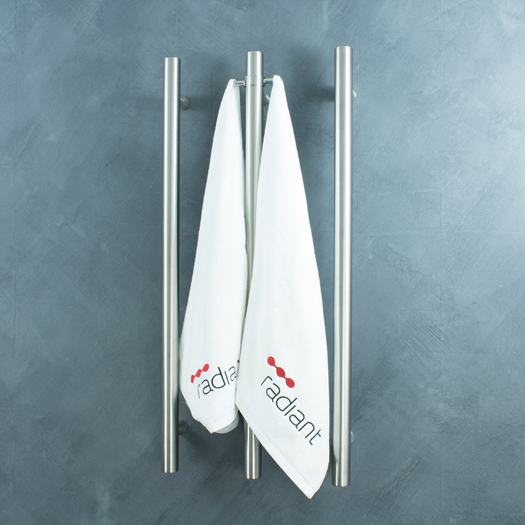 Radiant Brushed Satin Vertical 950Mm Round Non Heated Single Bar Towel Rai