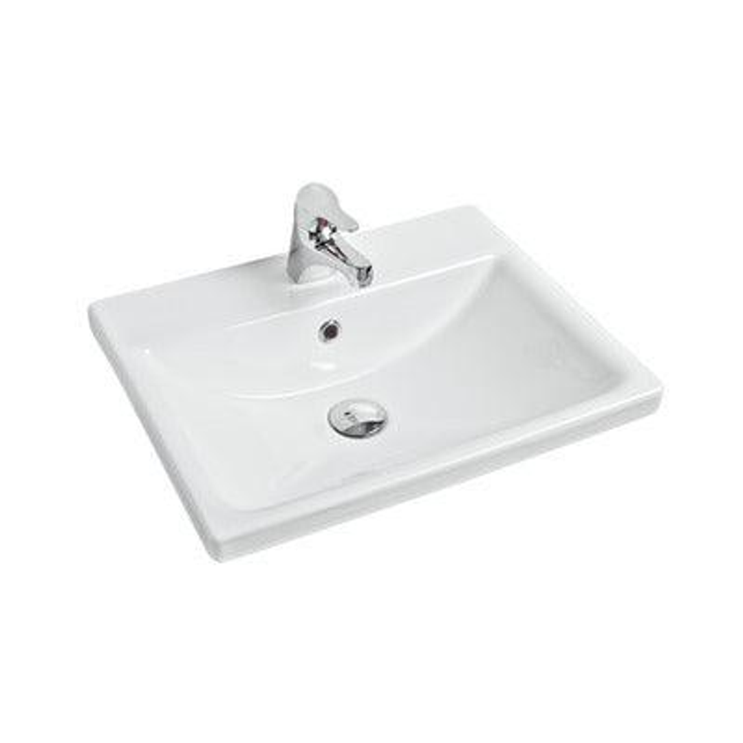 Argent Zen Drop In Basin C/W Liquid Soap Disp 1Th White