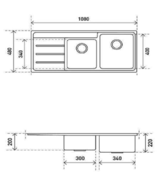 Aspire Unity 1&3/4 Rh Bowl 1080 X 480 S/Steel Sink - Burdens Plumbing