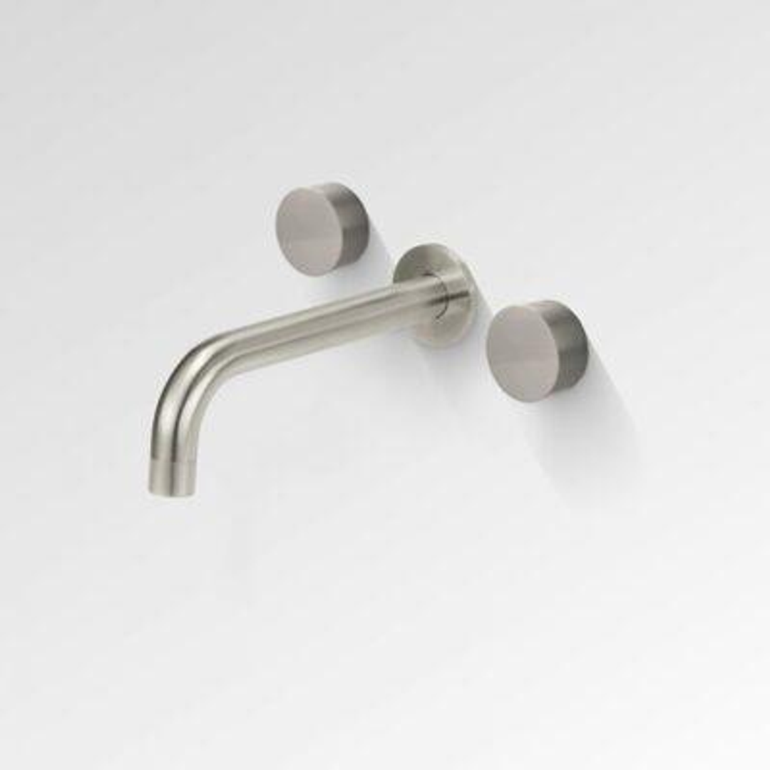 Bestlink Element Wall Basin Set 200mm Reach Spout Brushed Nickel