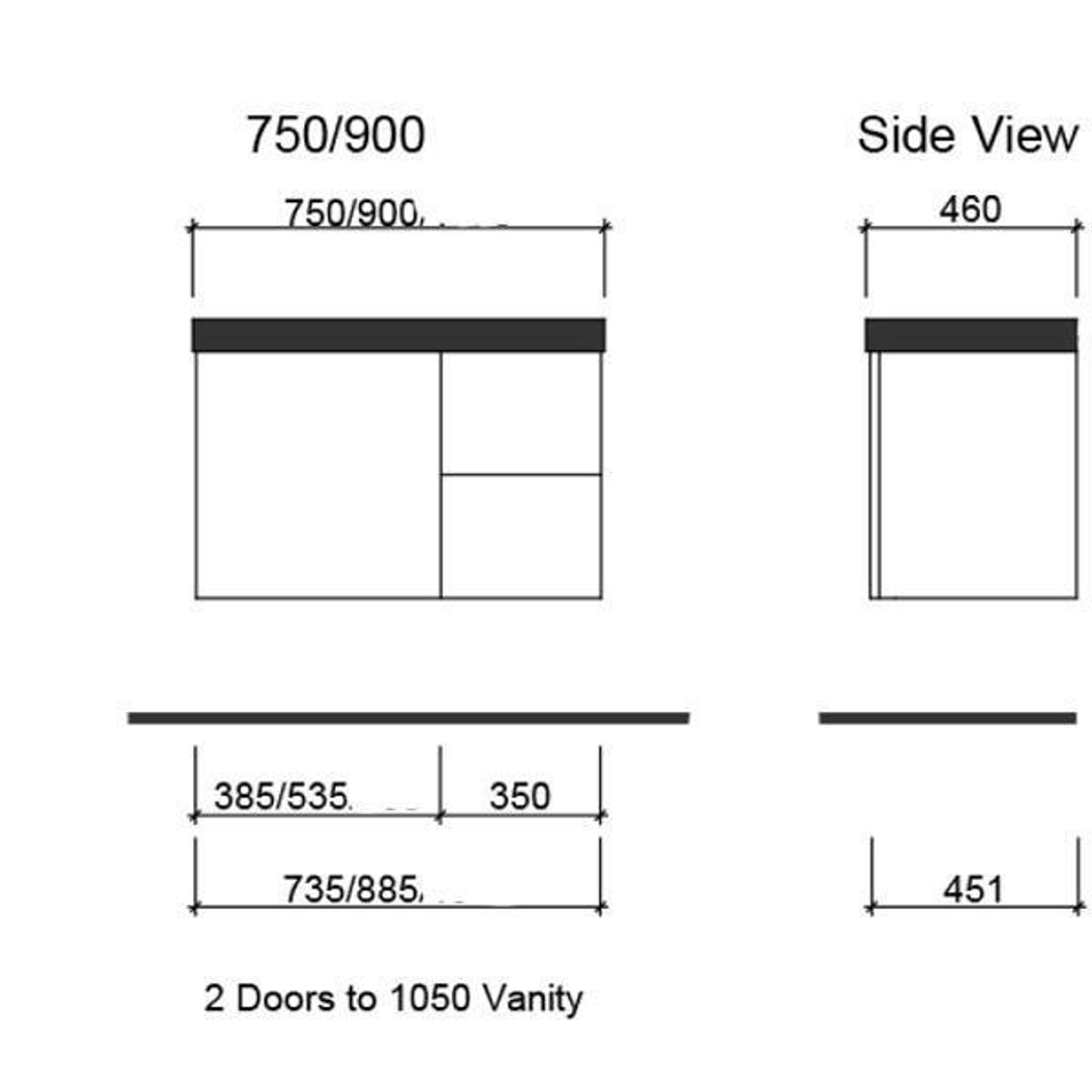 Carlo Vanity 900mm Haven Polymarble Top Wall Hung(Timberln P#:C90Hw)