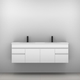 Indiana Vanity 1500mm Alpha Double Bowl Ceramic Top  Wall Hung(Timberln P#:I152Aw)