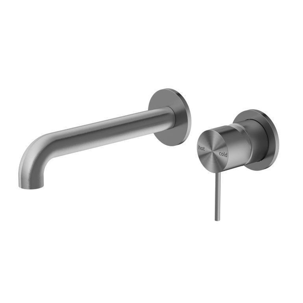 Nero Mecca Wall Basin Mixer Separate Back Plate 160Mm Spout Gun Metal
