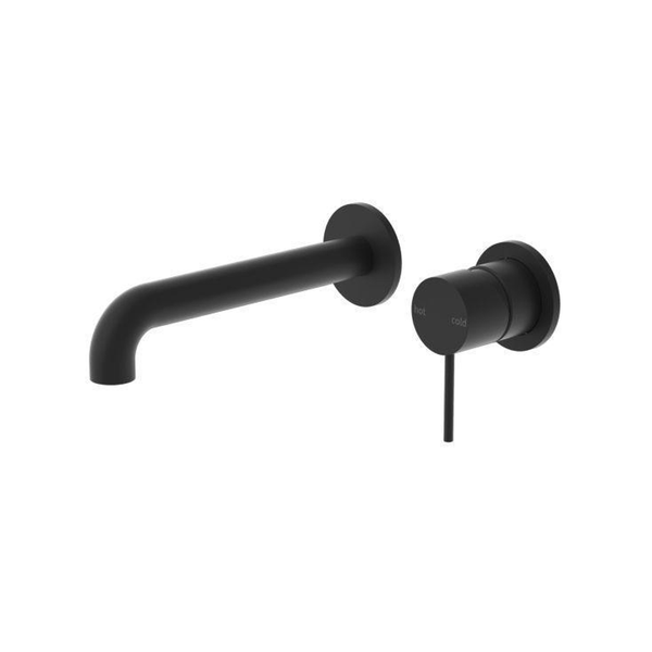 Nero Mecca Wall Basin Mixer Separate Back Plate 185Mm Spout Matt Black