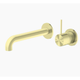 Nero Mecca Brushed Gold 160Mm Handle Up Spout Separate Back Plate Wall Basin Mixer